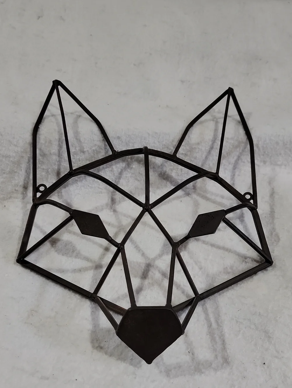 Geometric Metal Fox Wall Decor in Brown Three Dimension